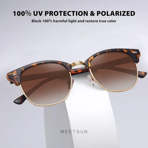 Vista 4 de MEETSUN Lentes de sol polarizados retro sin montura para mujeres y hombres, lentes de espejo de moda, para conducción, paquete de 3