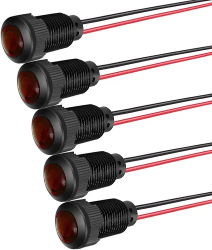 Vista 20 de Gebildet 5 piezas de luz piloto indicadora LED de plástico AC/DC 12-24V, tamaño del orificio de montaje 12 mm (rojo/naranja/azul/verde/blanco)