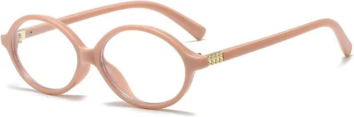 Vista 9 de Onrtry Lentes retro ovalados con bloqueo de luz azul para mujeres y hombres, anteojos falsos nerd redondos sin receta