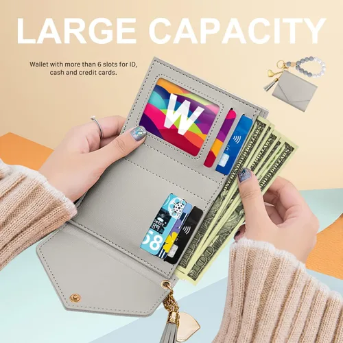 Vista 3 de Llavero de pulsera con cuentas de silicona elástica con bolsillo para tarjetas con cuentas llavero pulsera cartera