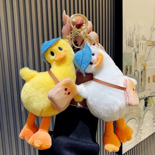 Vista 2 de BONICI Llavero creativo y divertido con cabeza inclinable, diseño de pato, para parejas, San Valentín, llavero de regalo