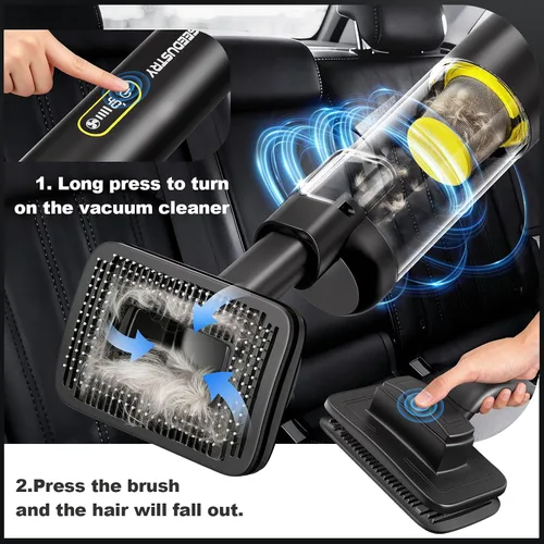 Vista 5 de SEEDUSTRY Aspiradora de Mano Portátil Inalámbrica para Automóvil, 6 en 1, mini aspiradora inalámbrica con motor sin escobillas y potente succión