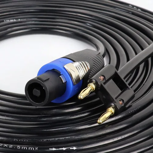 Vista 2 de HBU Livehouse Pro PA DJ Audio Speakon - Paquete de 2 cables de 30 pies compatibles con doble punta de altavoz a amplificador de alimentación