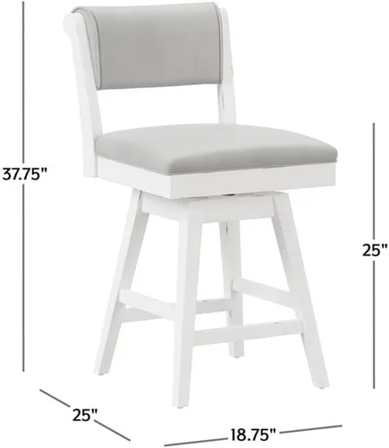 Vista 3 de Hillsdale Clarion Taburete giratorio tapizado de madera y altura de mostrador, color blanco mar