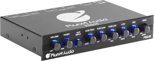 Vista 2 de Ecualizador de coche Planet Audio PEQ10 - 4 bandas, preamplificador, medio DIN, salida de subwoofer con filtro ajustable, bandas fijas, control