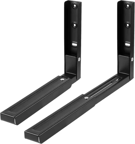 Vista 7 de 4 piezas 2 pares universales de soporte de pared para microondas, soporte plegable para horno de cocina, soportes ajustables para microondas