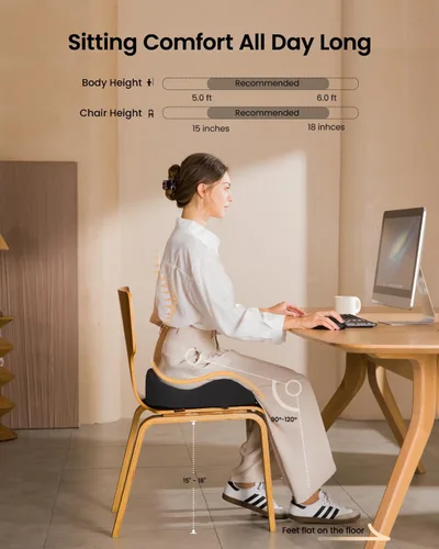 Vista 5 de ProtoArc Cojín de Asiento, Cojín de Silla de Oficina para Ciática, Cojín de Cóccix, Cojín Ergonómico de Espuma Viscoelástica para Automóvil, Hogar