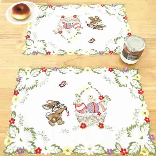 Vista 10 de Mantel bordado para decoración de encaje a prueba de polvo, sin arrugas, lavable, floral, rectangular, para cocina, comedor, vacaciones, cumpleaños
