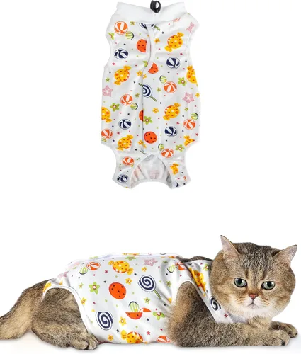 Vista 10 de ANWA Traje de Recuperación para Gatos - Mono transpirable para gatos hembras después de la cirugía, traje de recuperación quirúrgica para gatitos