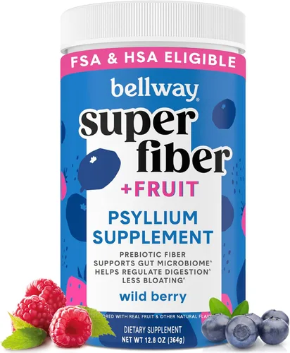 Vista 12 de Bellway Polvo súper fibra + fruta, sin azúcar, suplemento de fibra en polvo de cáscara de psyllium orgánico para regularidad, alivio de la hinchazón