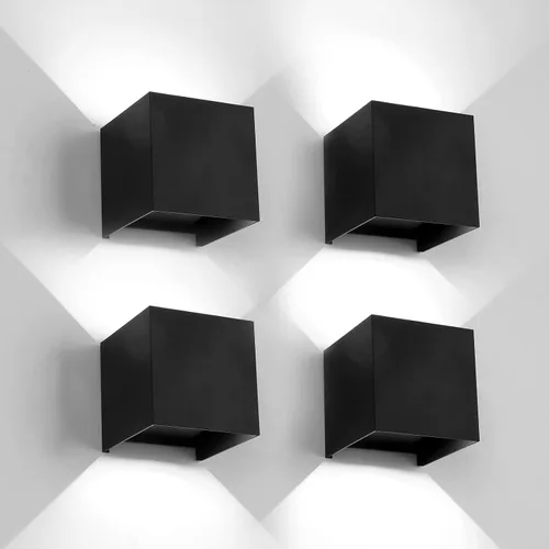 Vista 18 de Mille Lucciole Paquete de 2 lámparas de pared para exteriores de 12 W, para exteriores e interiores, apliques de pared LED blancos modernos, IP65