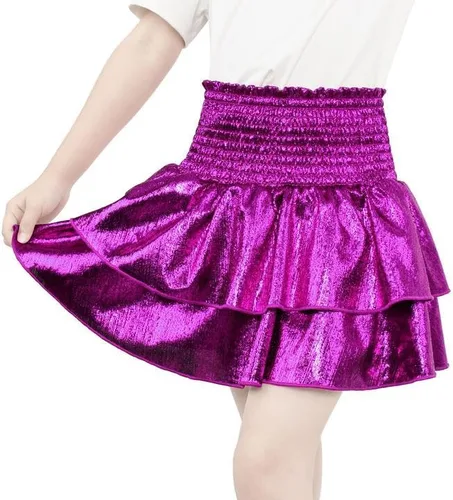 Vista 2 de JESKIDS Faldas metálicas para niñas, falda de animadora con lentejuelas brillantes