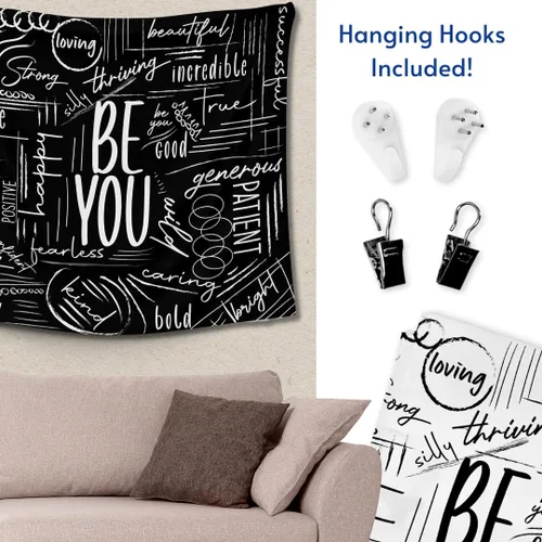 Vista 5 de ESLA - Tapiz negro para colgar en la pared, extra grande, para dormitorio, aula, dormitorio, decoración motivacional para niño y niña, 59 pulgadas