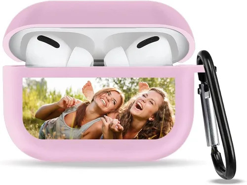 Vista 5 de Funda personalizada compatible con AirPods Pro con llavero, personaliza tu foto, texto, nombre para hombres y mujeres