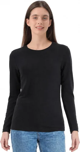 Vista 25 de 100% lana merino capa base mujer suave térmica manga larga camisa diaria Crema natural