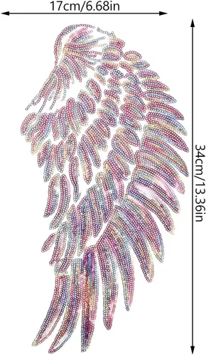 Vista 9 de Didiseaon 2pcs Embroidered Angel Wings Sequin Patch DIY Clothing Decor Iron-on Applique for Jackets Craft Accessories