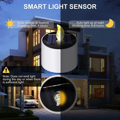 Vista 2 de Velas de té solares, 6 velas solares impermeables para exteriores, velas LED parpadeantes sin llama con sensor de luz del atardecer al amanecer