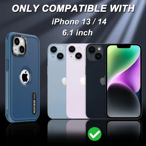 Vista 7 de WINTONG Funda magnética compatible con iPhone 14 / iPhone 13 con protector de vidrio, protección contra caídas de grado militar, resistente a prueba