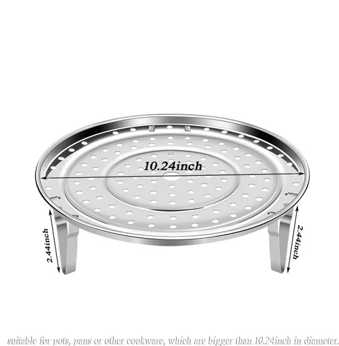 Vista 4 de Mini Skater Paquete de 2 estantes de vapor de acero inoxidable para ollas a presión gruesas con patas desmontables para bandejas de vapor