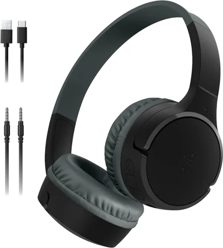 Vista 21 de Belkin SoundForm Mini - Auriculares inalámbricos Bluetooth para niños, batería de 30 horas, límite de volumen seguro de 85 dB, micrófono integrado