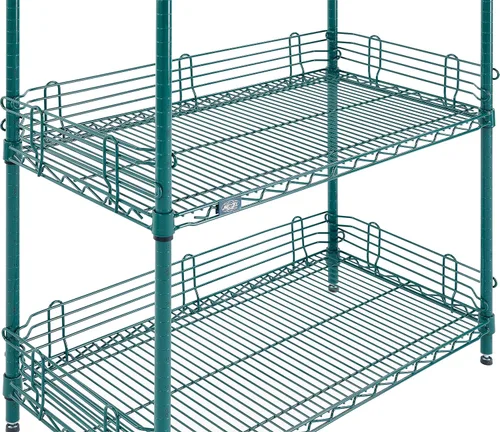 Vista 7 de Nexel Estantería de alambre ajustable Poly-Green, 4 niveles, organizador de almacenamiento comercial resistente, 18 x 54 x 74 pulgadas, verde