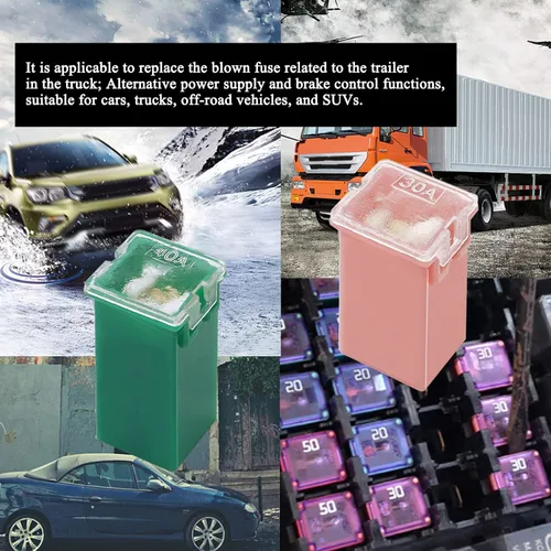 Vista 7 de Taiss - Juego de 30 fusibles en forma de caja, fusibles automotrices de perfil alto/estándar y bajo, fusibles automotrices de 20 A, 30 A, 40 A, 50