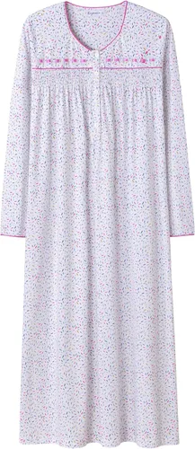 Vista 16 de Keyocean - Camisones para mujer, de algodón suave, cómodo, ligero, bordado, de manga larga, para dormir Azul