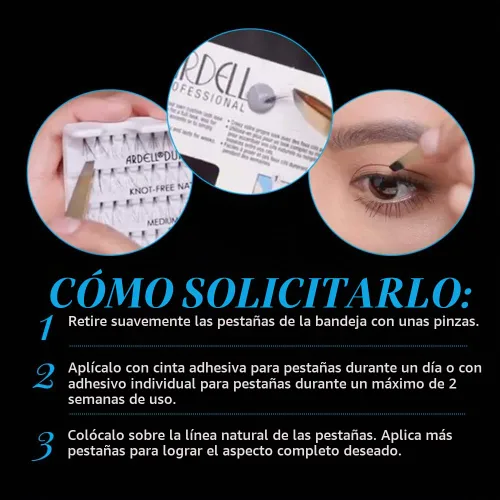 Vista 4 de Ardell Pestañas postizas individuales – Combo, negro, aspecto natural, racimos de pestañas, fácil aplicación para efecto de extensión de pestañas