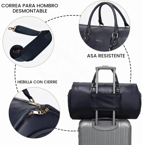 Vista 5 de Modoker - Bolsa de lona de piel sintética 2 en 1 con correa para el hombro, color azul