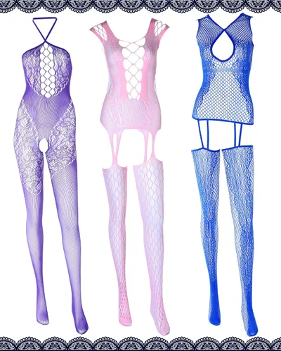 Vista 7 de 12 piezas de lencería de malla para mujer, babydoll de malla, lencería de encaje para mujer