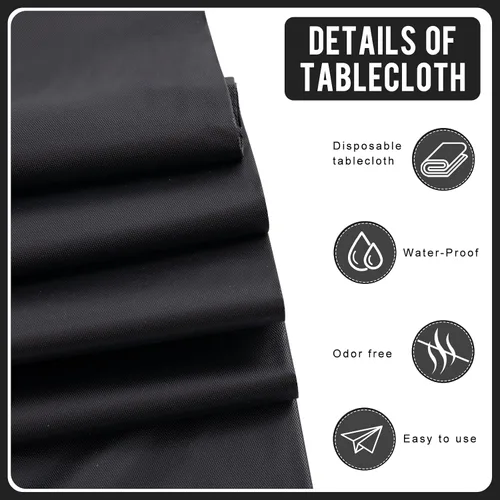 Vista 3 de Eleclassi Negro Paquete de 12 Manteles Redondos de Plástico Desechables Premium - Manteles de Mesa de Plástico Redondos de 84 Pulgadas para Fiestas