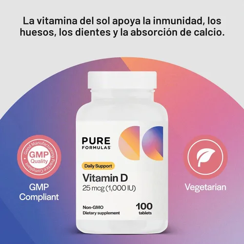 Vista 3 de PureFormulas Vitamina D3 1,000 UI 25 mcg - Suplemento de vitamina D premium para la formación saludable de huesos, dientes, salud cardiovascular