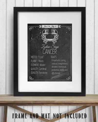 Vista 8 de Pósteres de astrología – Signo del zodiaco Cáncer, El Cangrejo – Impresión artística sin marco de 11 x 14 – Gran póster vintage del zodiaco