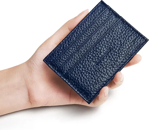 Vista 35 de Cartera de tarjeta de crédito de cuero genuino, billetera minimalista, inserciones de billetera delgada, 003, Estuche para tarjetas de crédito