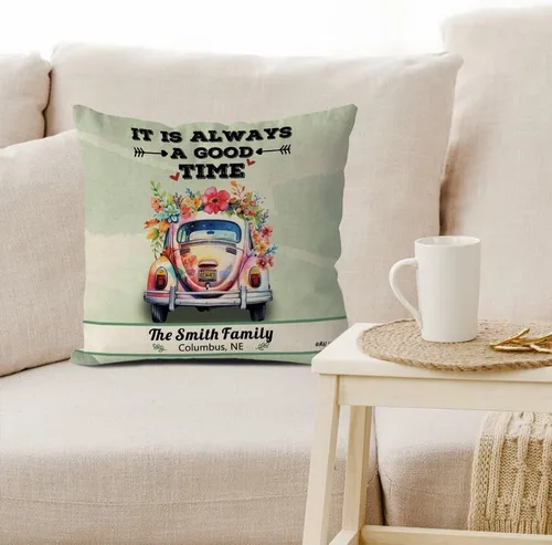 Vista 3 de Personalized Happy Campers Throw Pillow Cover RV Campsite Decoration Pillow Case Fireplace Camping Decor Cushion Cover for Sofa Couch Bed 18x18 Inch