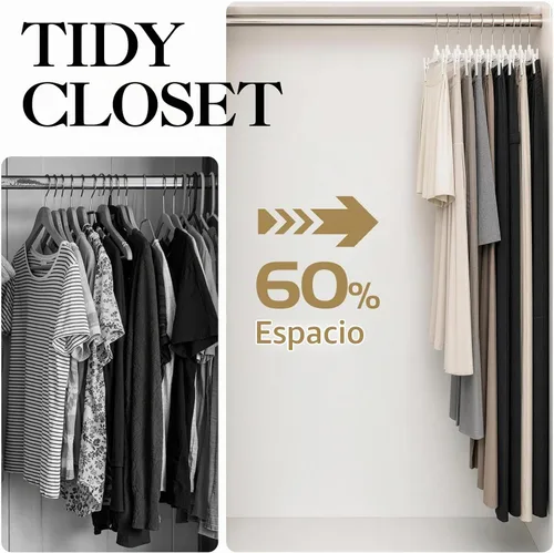 Vista 6 de Perchas para falda Smartor Perchero para pantalones con clips Disponible en paquetes de 10, 30, 60 Ahorro de espacio Duraderas Clips
