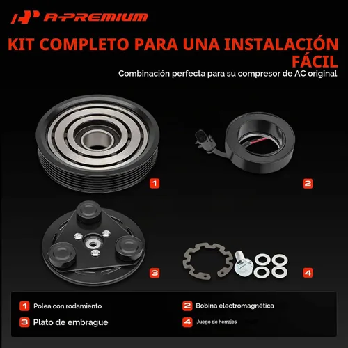 Vista 3 de A-Premium Kit de embrague del compresor de CA del acondicionador de aire