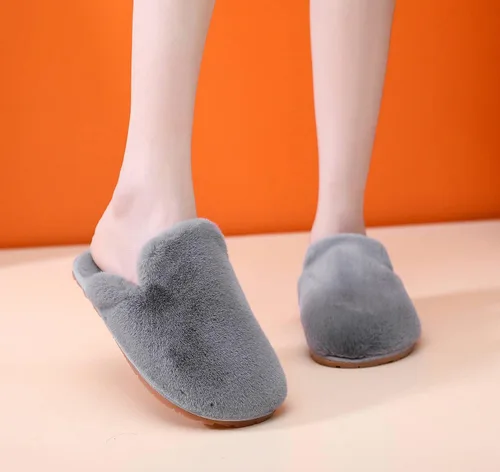 Vista 6 de Pantuflas de espuma viscoelástica para mujer, peludas, peludas, para exteriores, interiores, cálidas, acogedoras, suaves, planas, cómodas