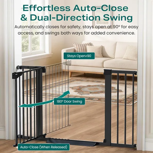 Vista 3 de Cumbor Puerta para bebés de 29.7 a 46 pulgadas para escaleras, ganadora de los premios Mom's Choice Awards - Puerta para perros con cierre