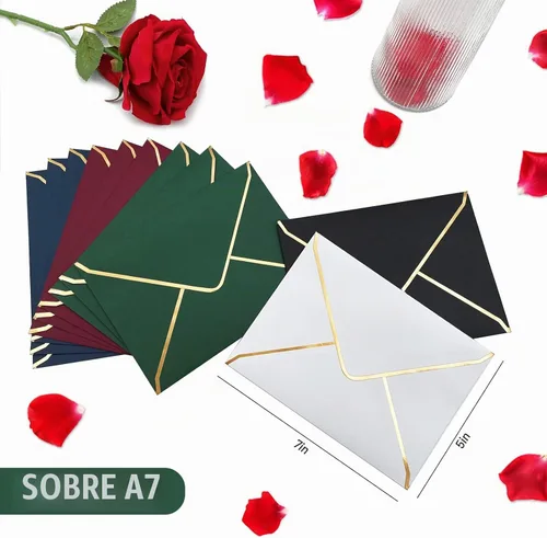 Vista 2 de 50 sobres de invitación de lujo, sobres negros de 5 x 7 pulgadas para boda, graduación