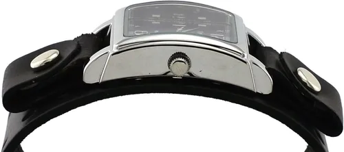 Vista 3 de Nemesis NE240K Reloj de pulsera de cuero ancho con esfera negra cuadrada para hombre, Negro -, Moderno