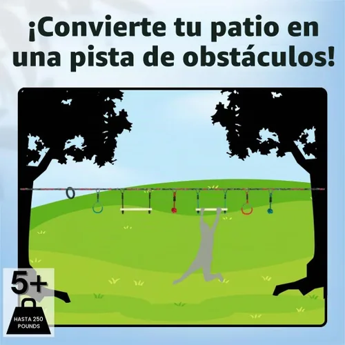 Vista 5 de Slackers Ninjaline – Kit de introducción de 36 pies – Incluye 7 accesorios para colgar – El mejor equipo de entrenamiento de guerrero ninja
