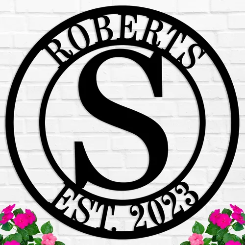 Vista 14 de Regalos de boda para parejas 2025, carteles personalizados con apellidos para el hogar, carteles de metal personalizados, decoración de pared