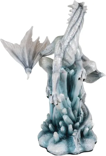 Vista 6 de Ebros Gift Figura decorativa de dragón de invierno de nieve ártica blanca en cristal gigante de hielo de montaña glaciar rocas estatua Winterland