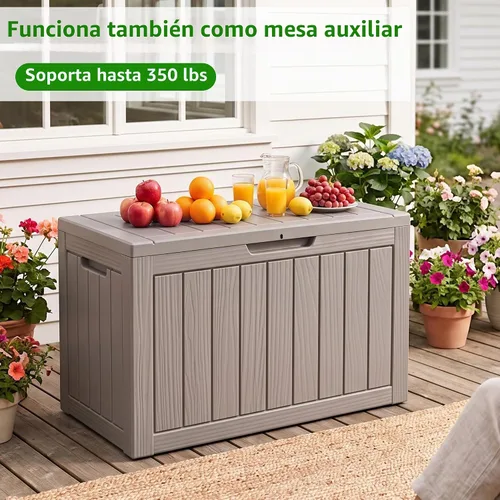 Vista 4 de EasyUp - Caja de almacenamiento para exteriores de 50 galones, impermeable, con cerradura 2-Gris
