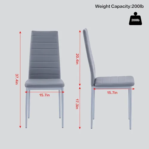 Vista 3 de Juego de sillas de comedor para cocina, sillas modernas de metal con asiento acolchado de piel sintética, respaldo alto y sillas de patas cromadas