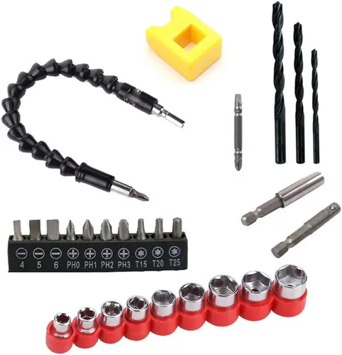 Vista 8 de Destornillador flexible Broca Extensión Rod Hex Sockets Bits Electric Screw Driver Lote Cabeza Flexible Extensión Eje Herramientas de Mano Kit 12