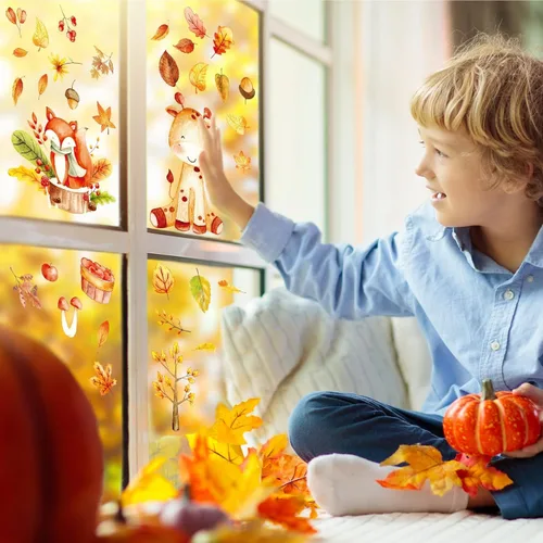 Vista 5 de Decoraciones navideñas para ventanas, calcomanías de ventana de Navidad de doble cara para vidrio
