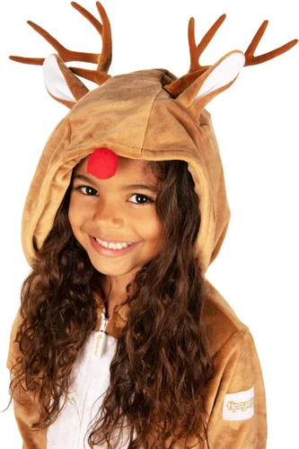 Vista 4 de Tipsy Elves Rudolph The Red Nosed Reno Mono - Lindo Mono de Rudolf Marrón Fiesta Animal Mono para la Familia