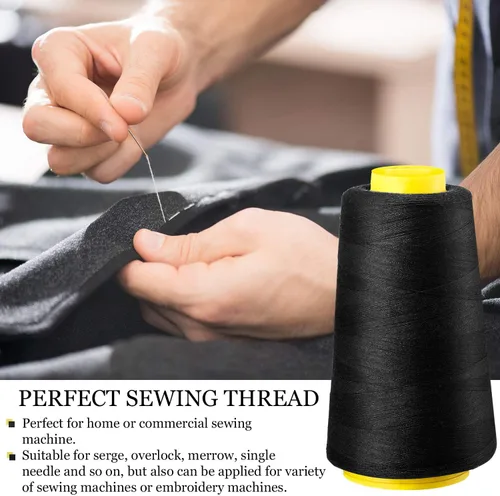 Vista 2 de BBTO 6 rollos de 3000 yardas cada bobina de cono de hilo de servidor para máquina de coser, hilo de poliéster para acolchado overlock
